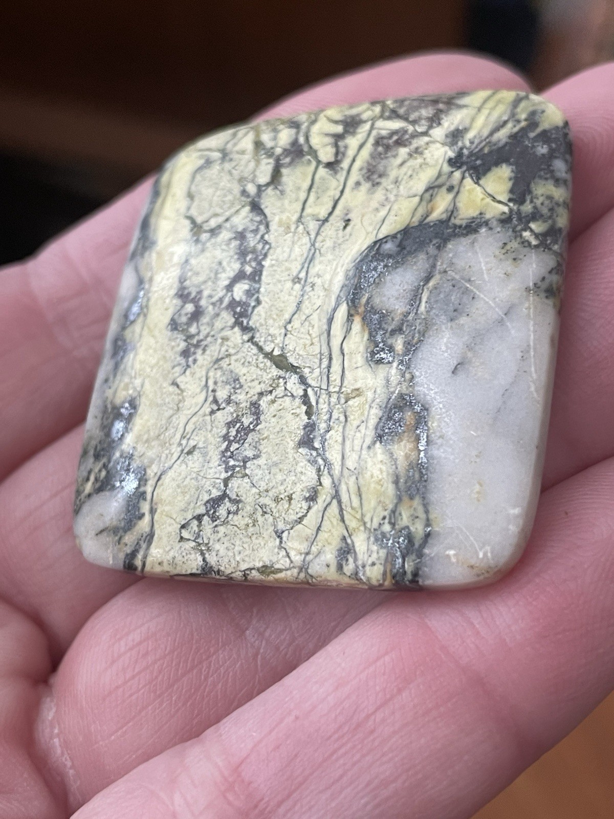 Yellow Variscite With Pyrite Rectangular Cabochon 86.4ct