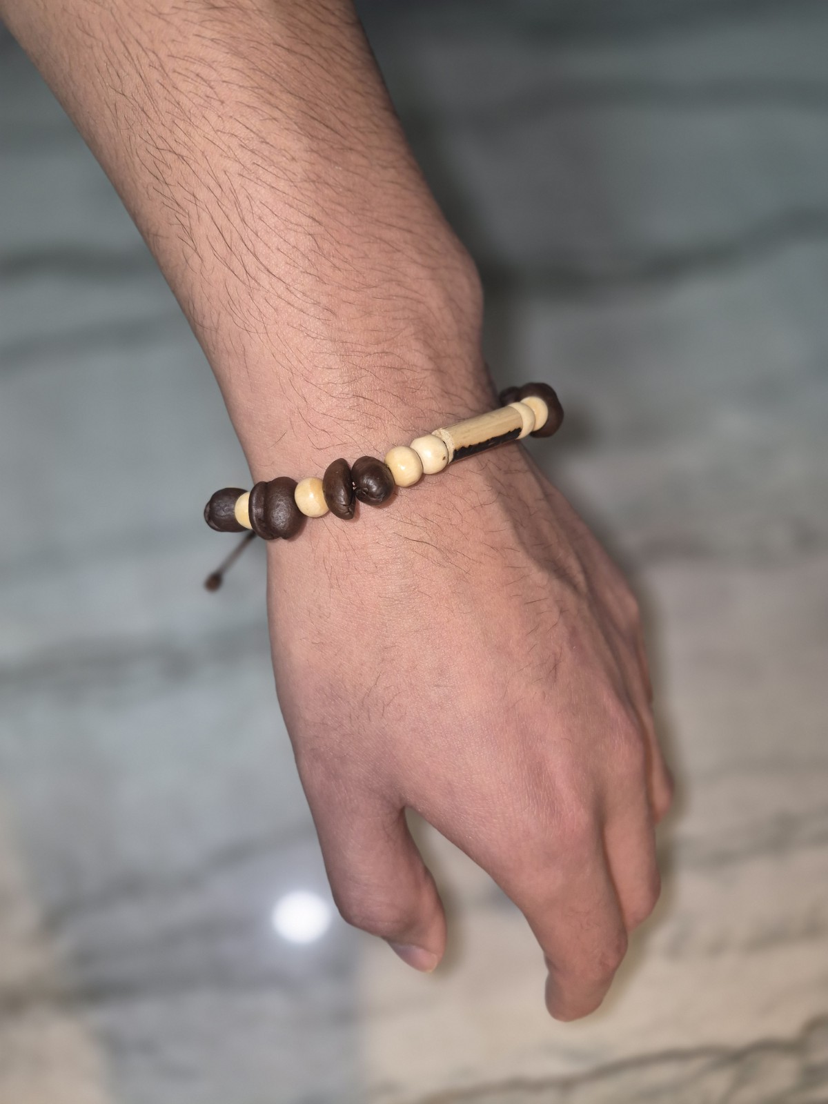 Natural Coffee Beans and Wood Bracelets