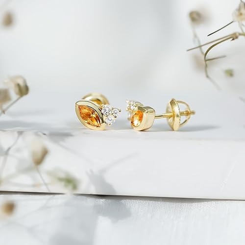 2Ct Marquise Cut Simulated Citrine Women Stud Earrings 14K Yellow Gold Plated
