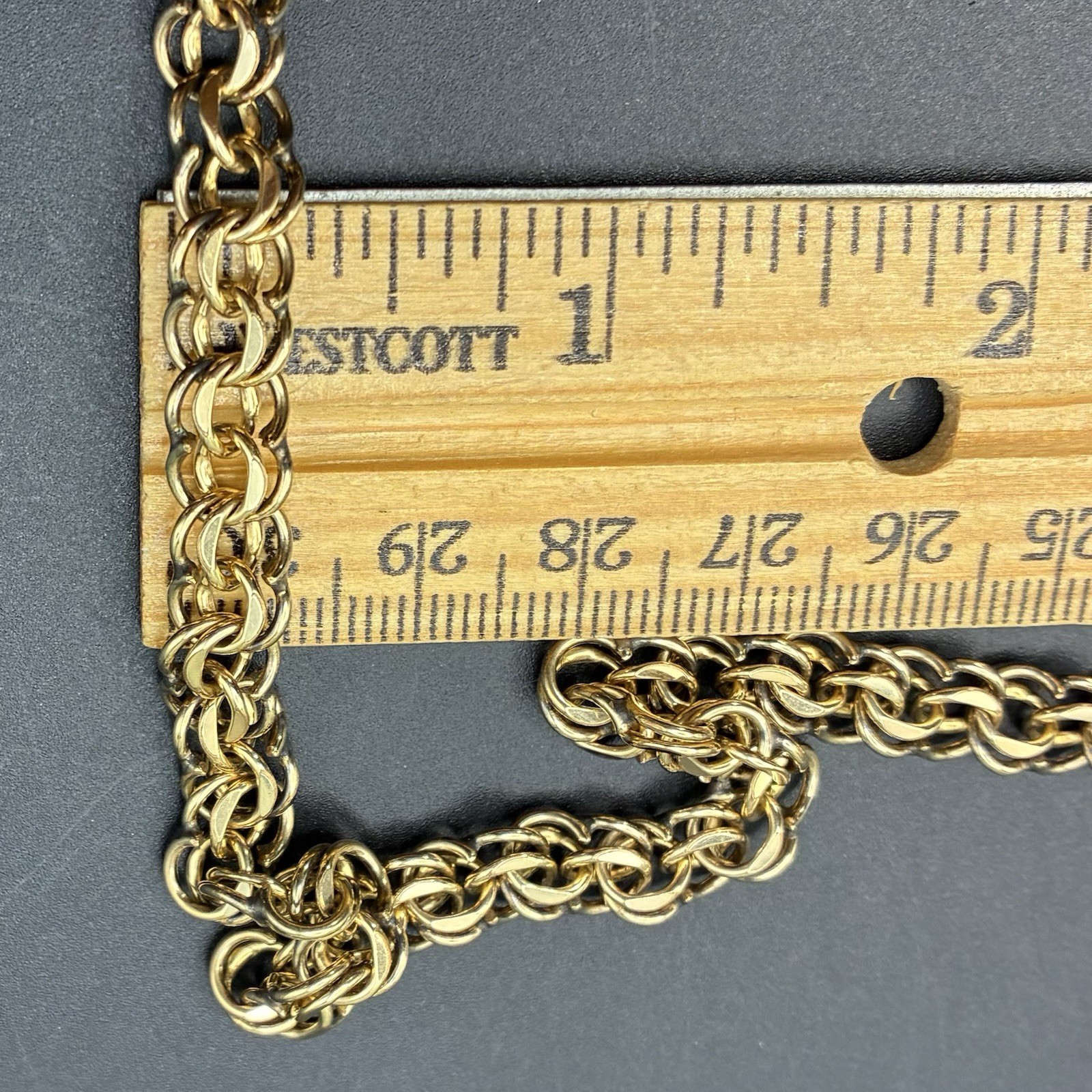 26g Vintage 12k Gold Filled Pocket Watch Chainmail Chain FOB Necklace, Faux Opal