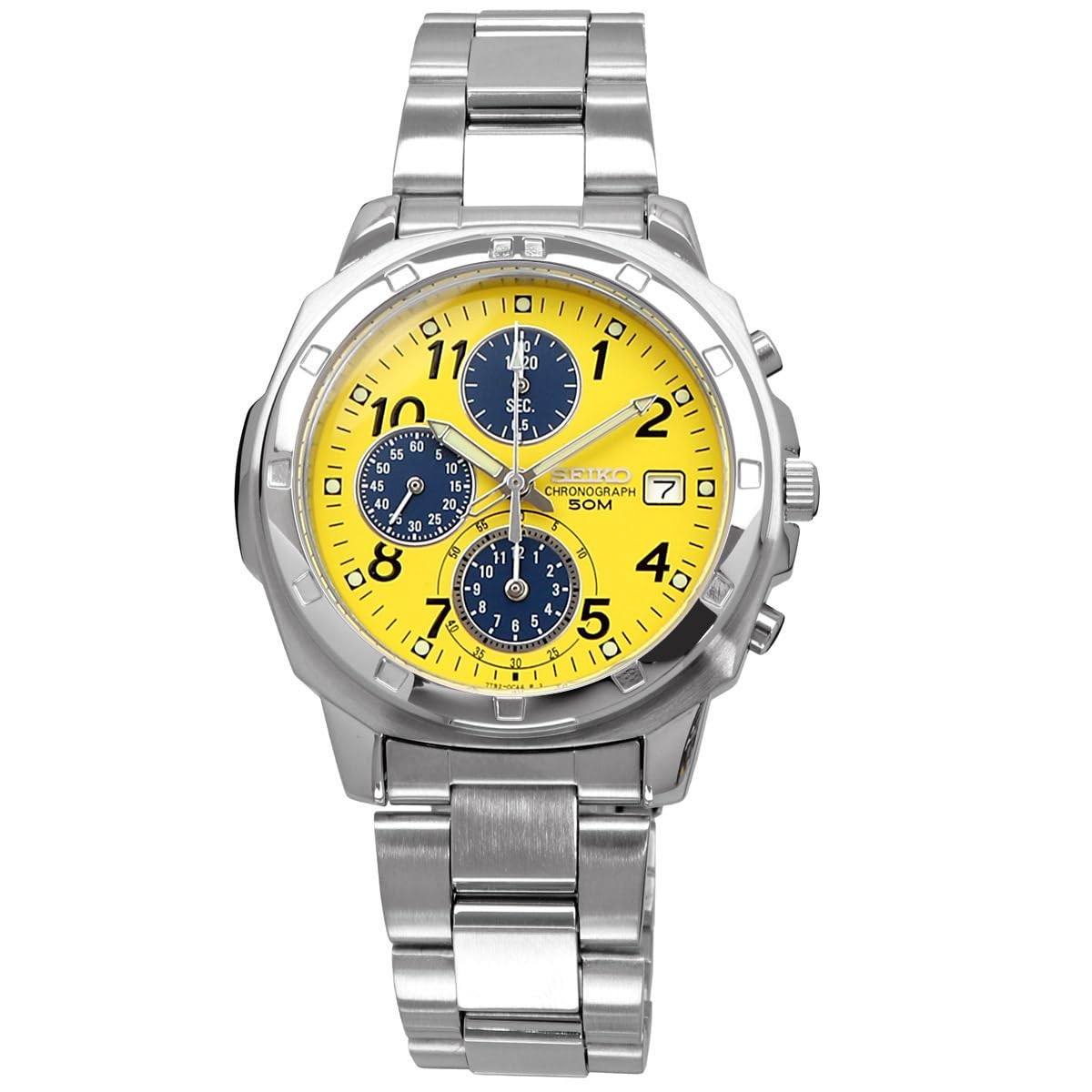 Seiko SND409P 1/20 second chronograph quartz men’s watch, silver.
