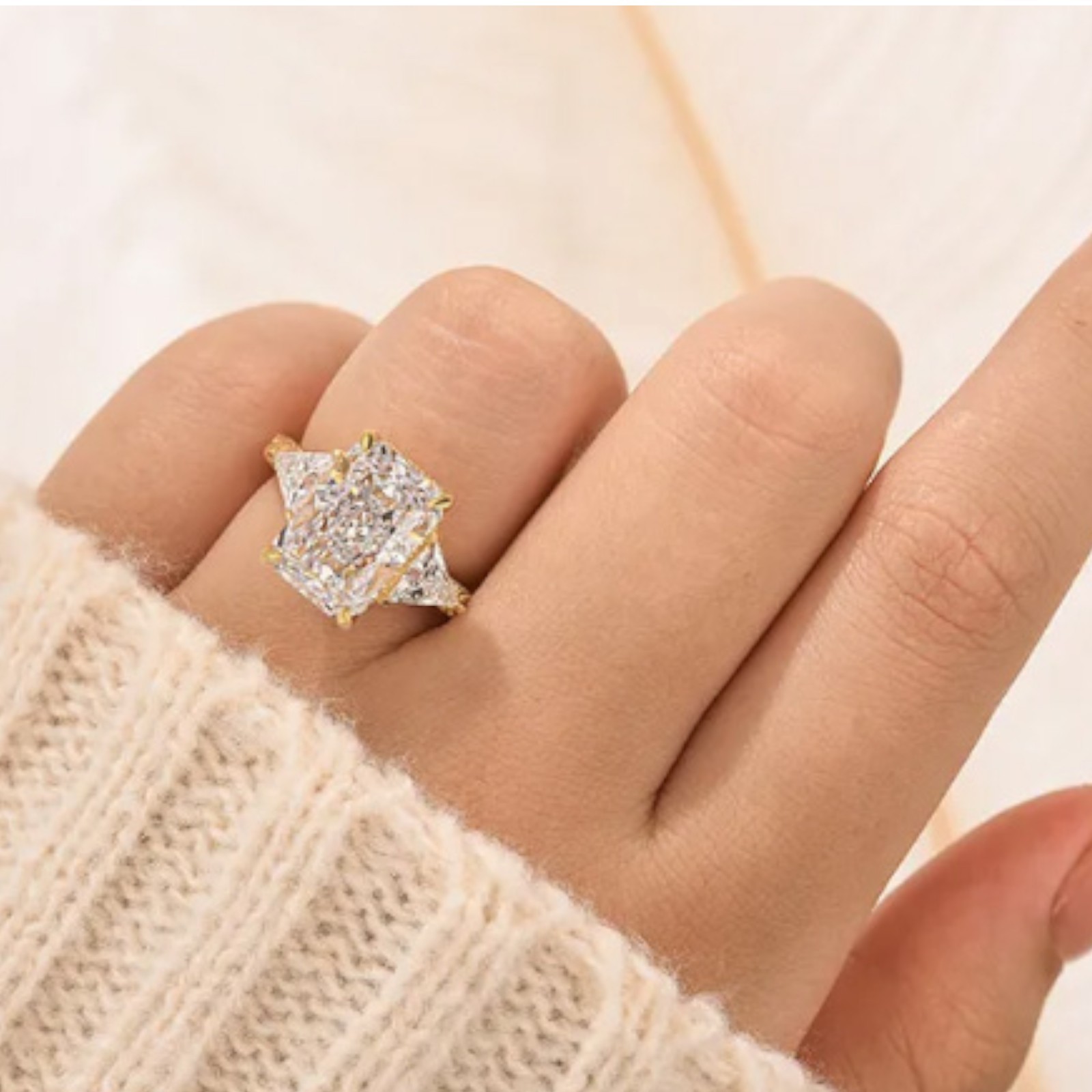 6.45 Ct Radiant Cut IGI Certified Lab Grown Diamond Wedding Ring 14k Yellow Gold