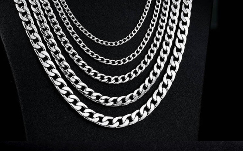 60 Cm Titanium Steel Cuban Chain Necklace, 3/5/7 Mm Thickness Optional, Unisex