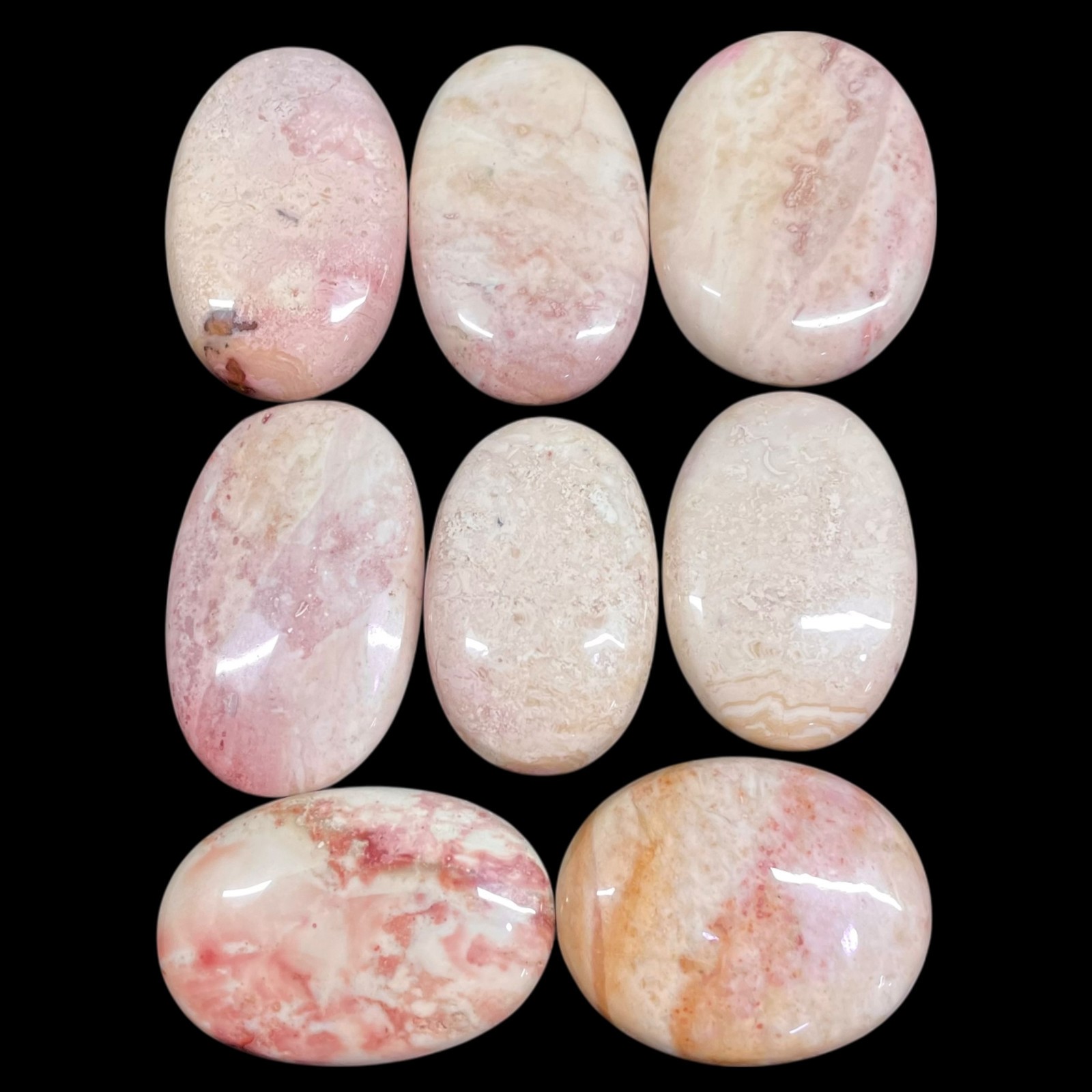 8 Pcs Natural Polychrome Jasper 41-49mm Loose Cabochon Untreated Gemstones Lot
