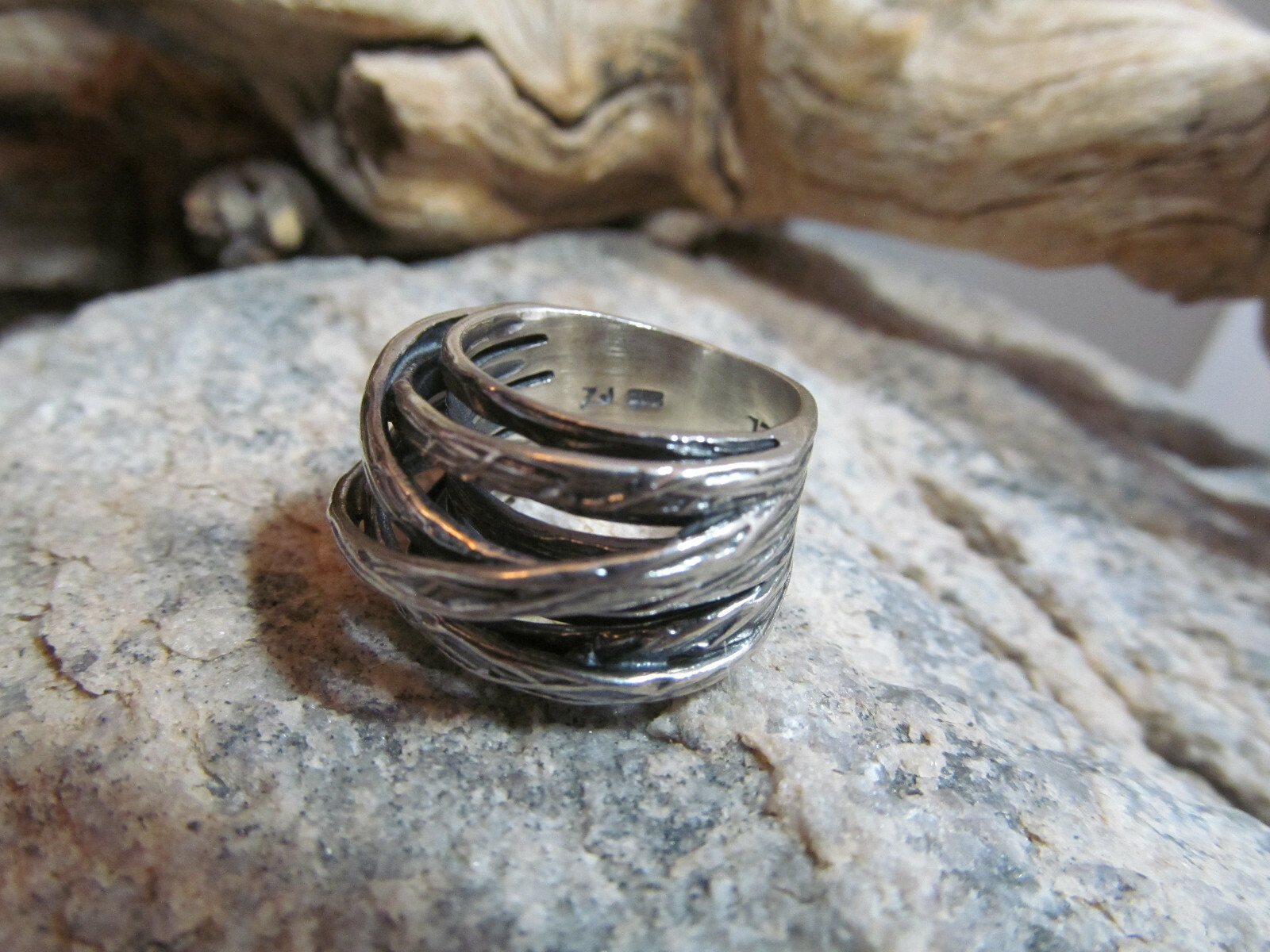 PZ PAZ Creations 925 Sterling Silver Bypass Tree Branches Ring 8.1g 5.75s ISRAEL