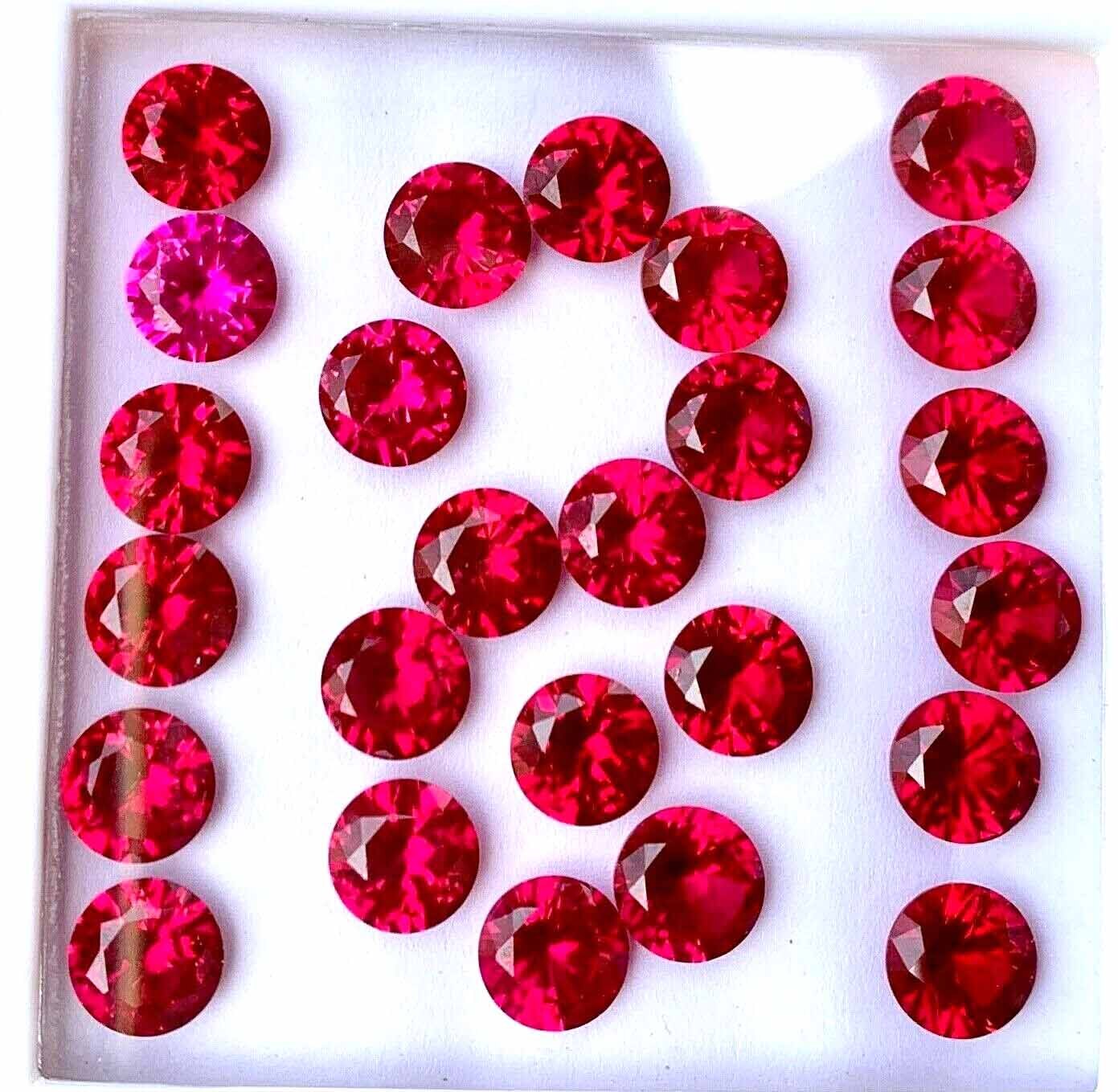 10 Pcs Natural Flawless Mogok Red Ruby Round Cut Loose Gemstone GIT Certified