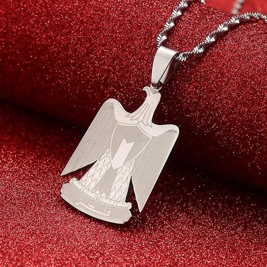 Palestine coat of arms eagle chain Unisex Gold/Silver