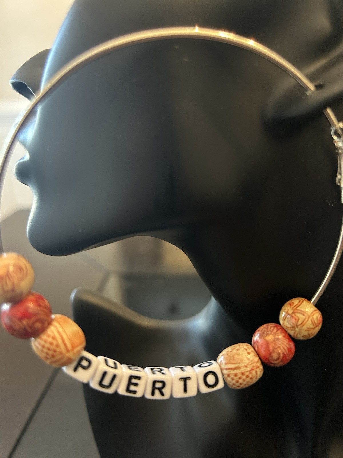 Personalized Beaded Hoop Earrings Handmade Ethnic Metal Wood Plastic