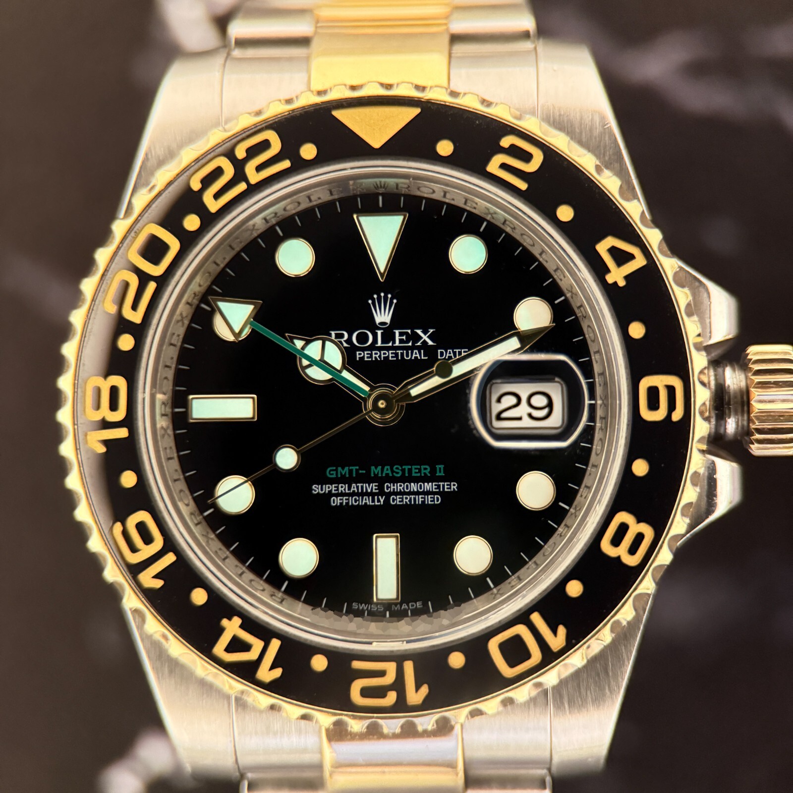 Rolex GMT-Master II 116713 40mm Ceramic Bezel Black 2-Tone 18k YG & Steel