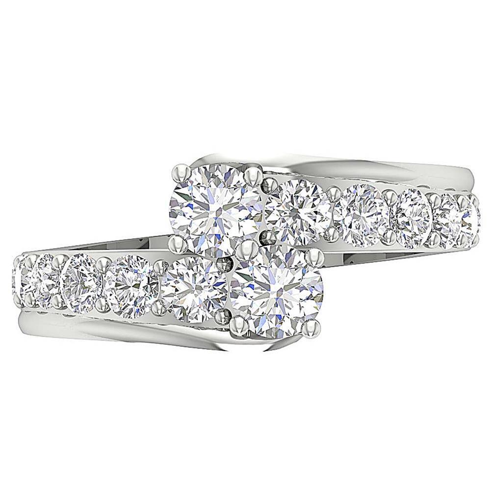 Forever Us 2 Stone Journey Solitaire Lab Grown Diamond Ring VS F 2.10Ct 14K Gold