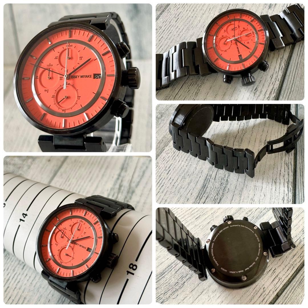 Issey Miyake W Chronograph VK67-0010 Orange Dial Watch Used