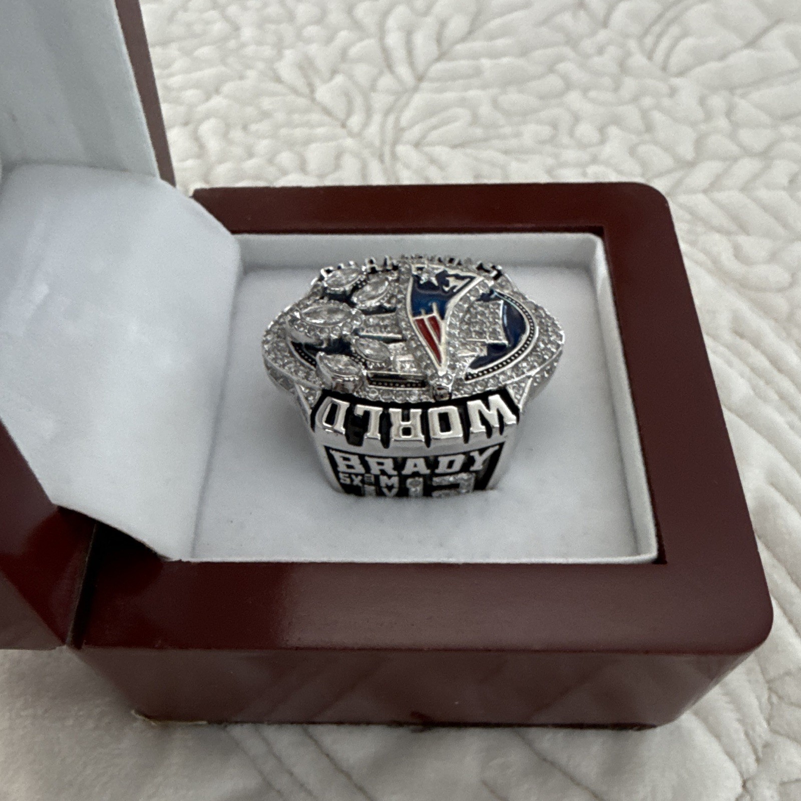 NE Patriots Supperbowl Alloy Steel Ring Blue / Steel Color Ring Size 10? I Think