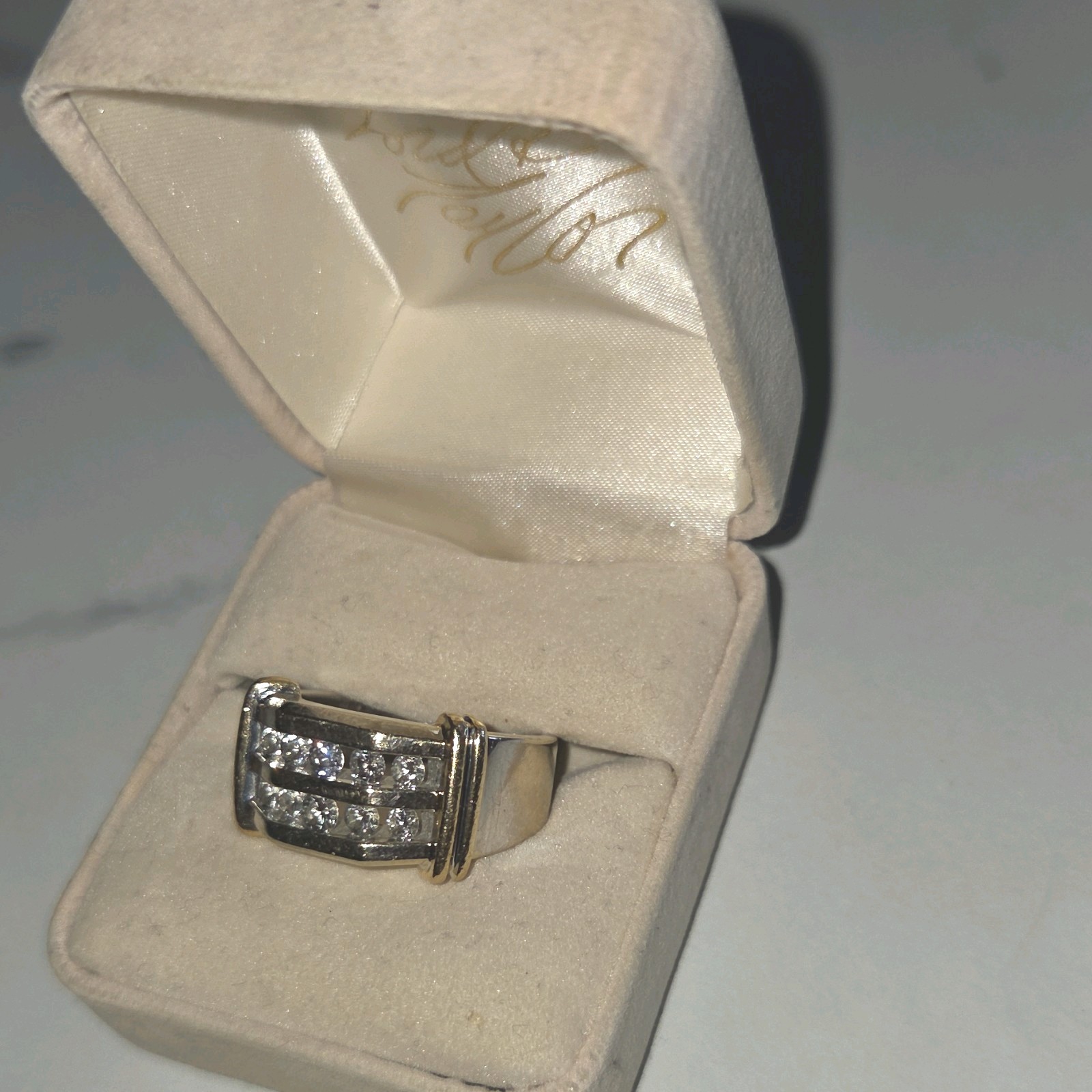 LORD & TAYLOR Men’s Two-Tone 14k Gold 1.0 Ct Diamond Band Ring Size 8-9