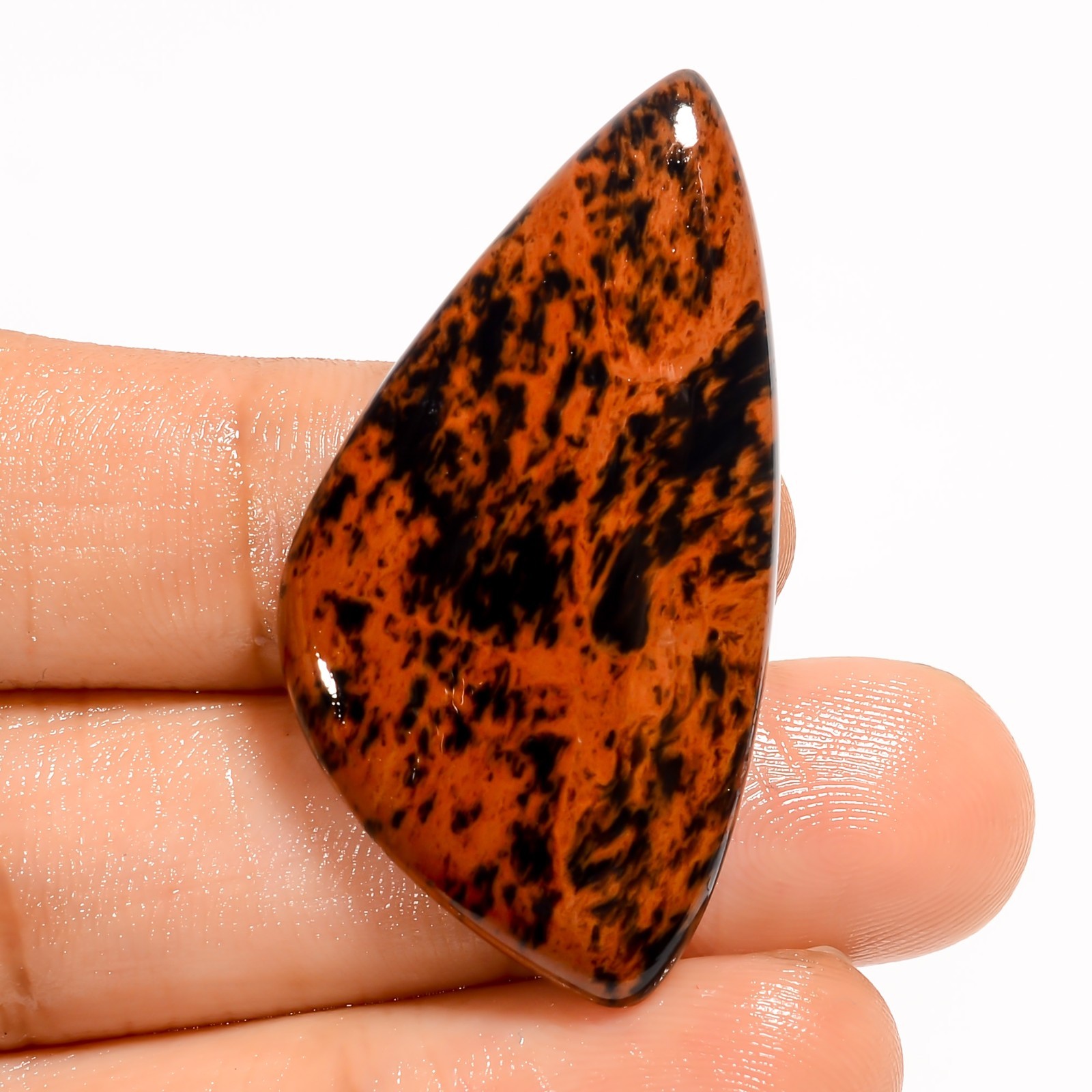 Trendy Natural Mahogany Obsidian Fancy Cabochon Loose Gemstone 31 Ct 41X21X5 mm