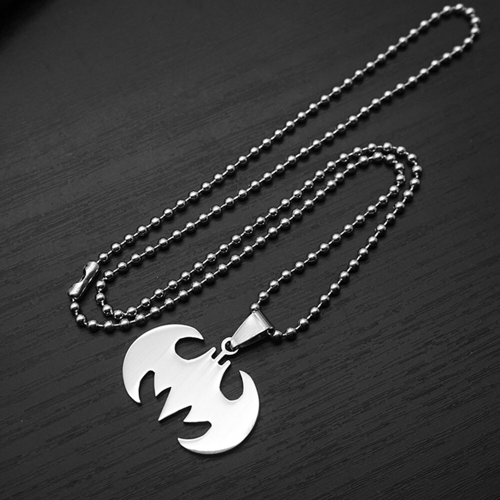 Stainless Steel Superhero Bat Charm Necklace Batman Insect Pendant Jewelry