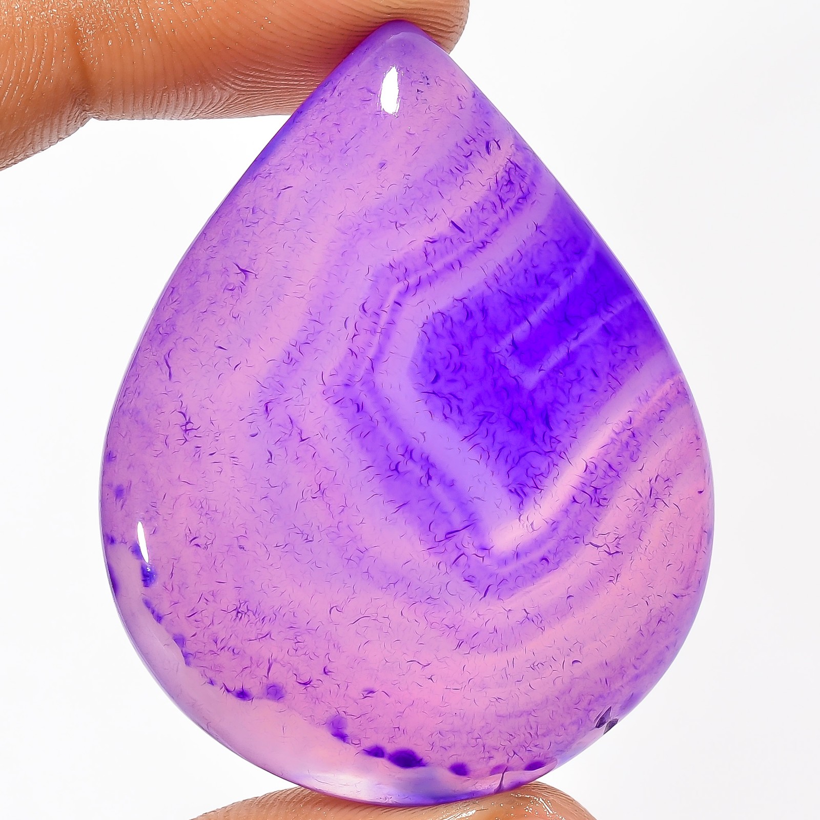Blue Botswana Agate Pear Shape Cabochon Loose Gemstone 95 Ct. 46X36X6 mm X-13670