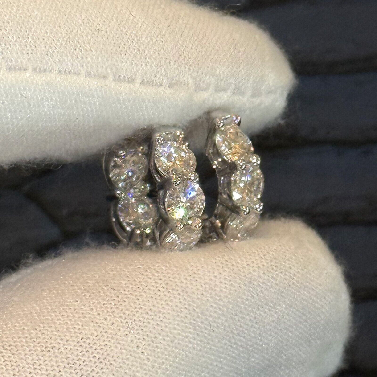 3.00 CTW Certified VVS1 Moissanite Hoop Earrings Huggies – 925 Silver 14K Gold