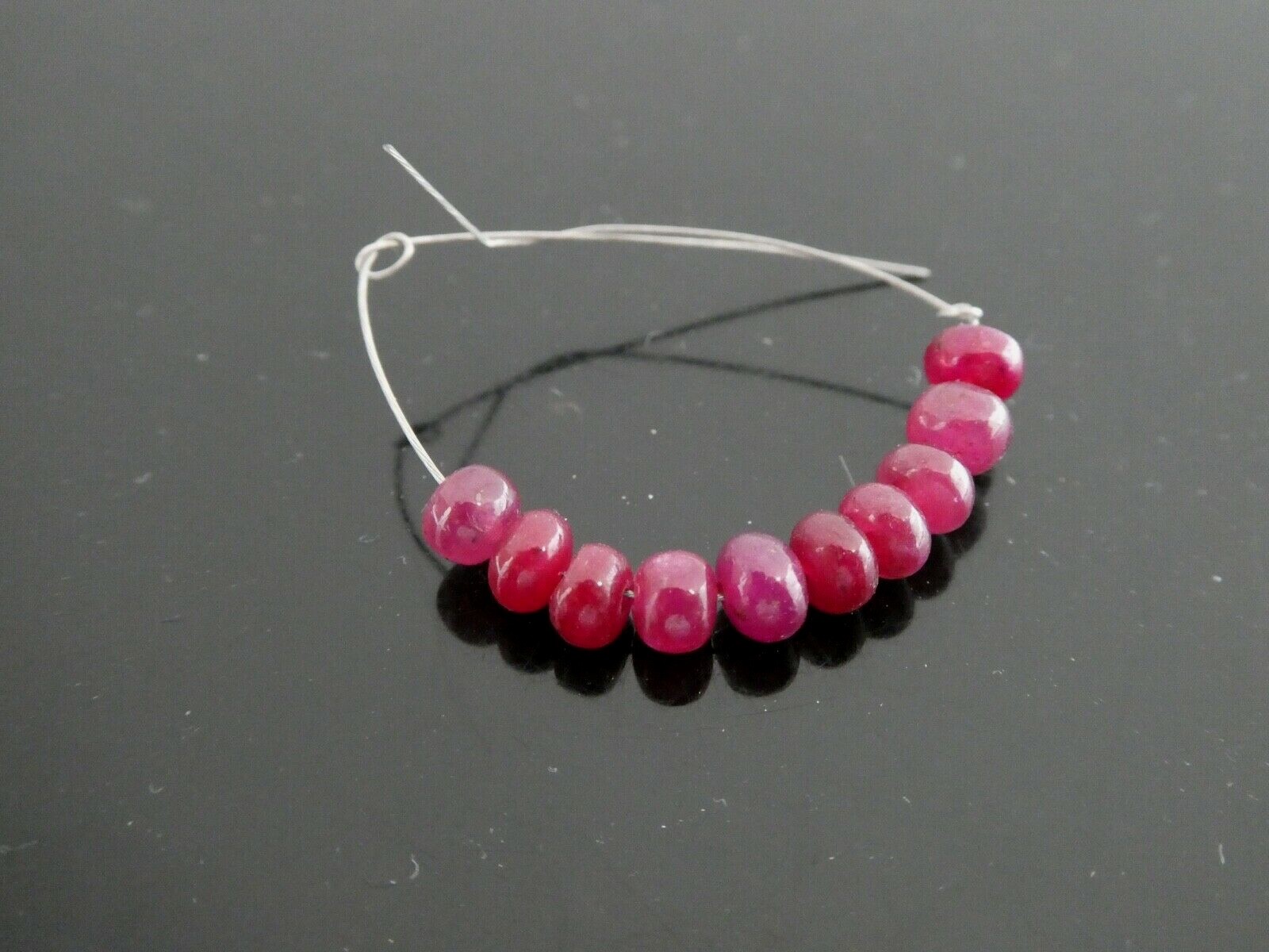 Genuine Red Ruby Gemstone Button Rondelle Smooth 4mm x 3mm Loose 10 BEADS