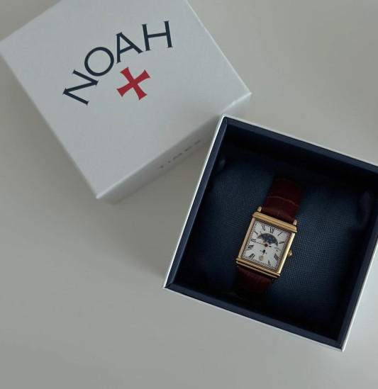 Timex x Noah Moon Phase Watch Brown Gold Leather Rectangular New Limited