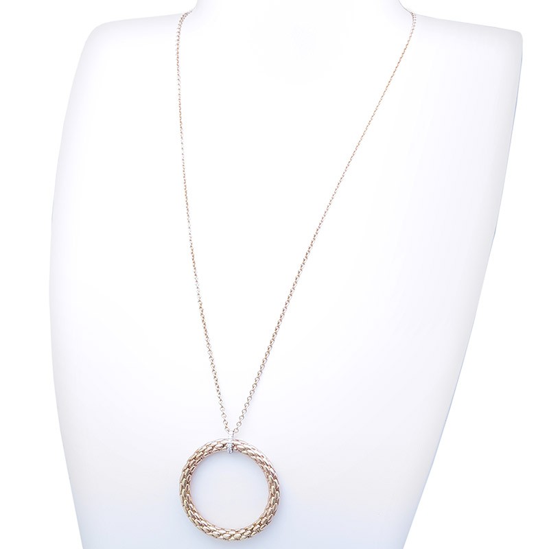 Fope Chain with Ring Pendant Brilliant 750 Rose Gold Italy approx. 1990-2000