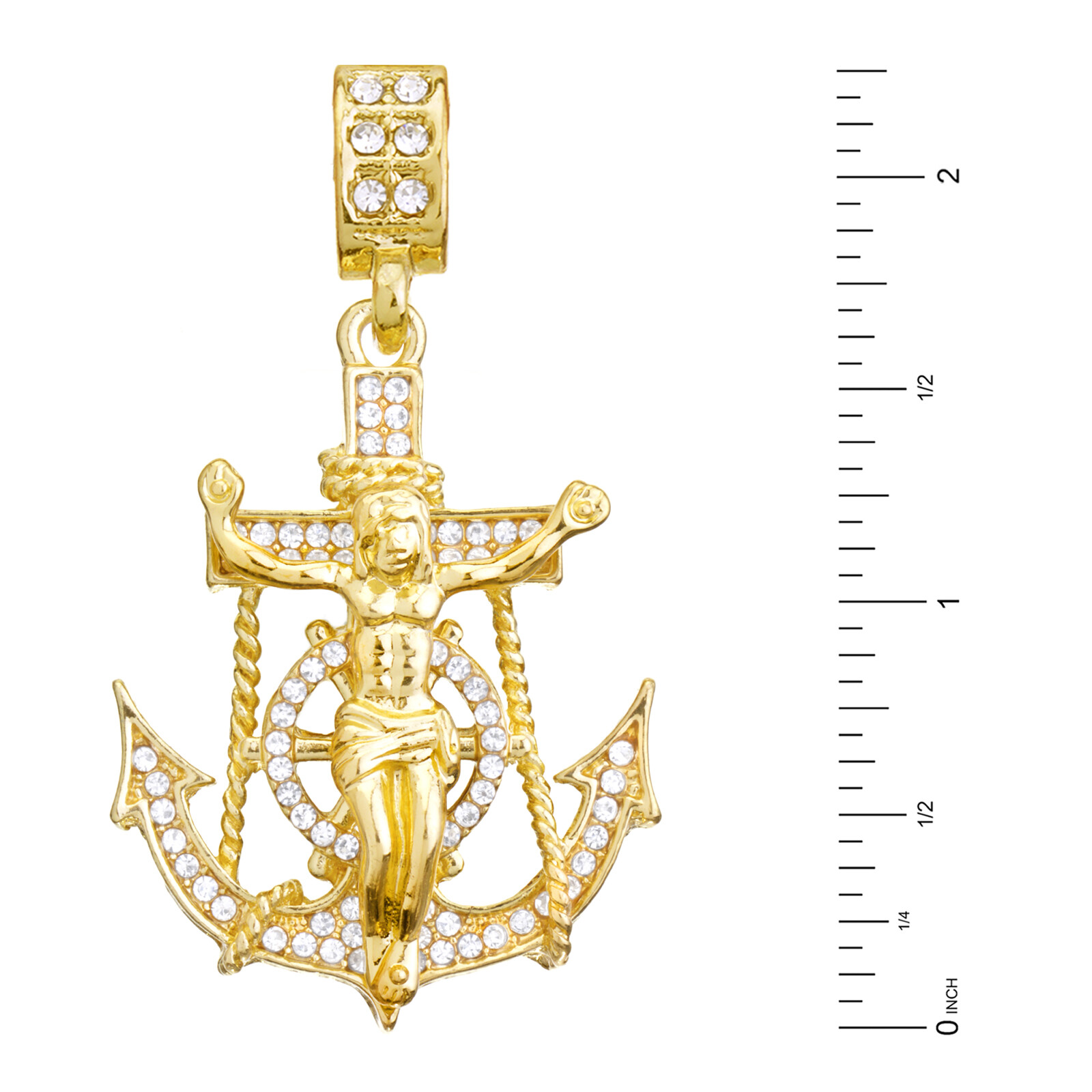 Men’s Hip Hop Anchor Jesus Cross Pendant 20″ Miami Chain Necklace MCP 1075
