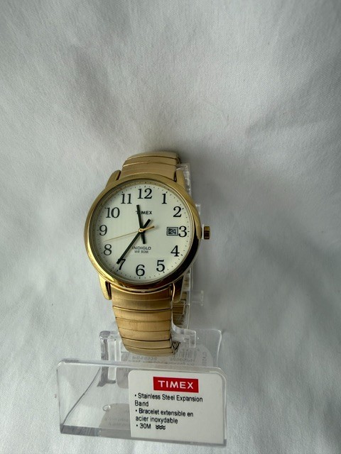 Timex Men’s Watch Easy Reader White Dial Plated Stainless Steel Bracelet T2N090