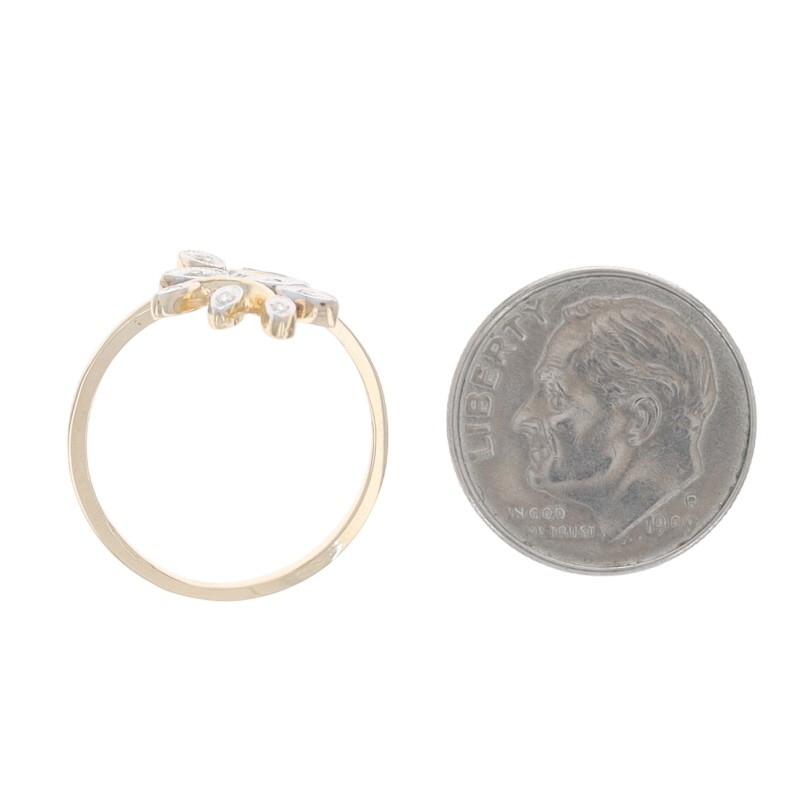 Yellow Gold Diamond Vine Cluster Cocktail Bypass Ring – 10k Single Botanical