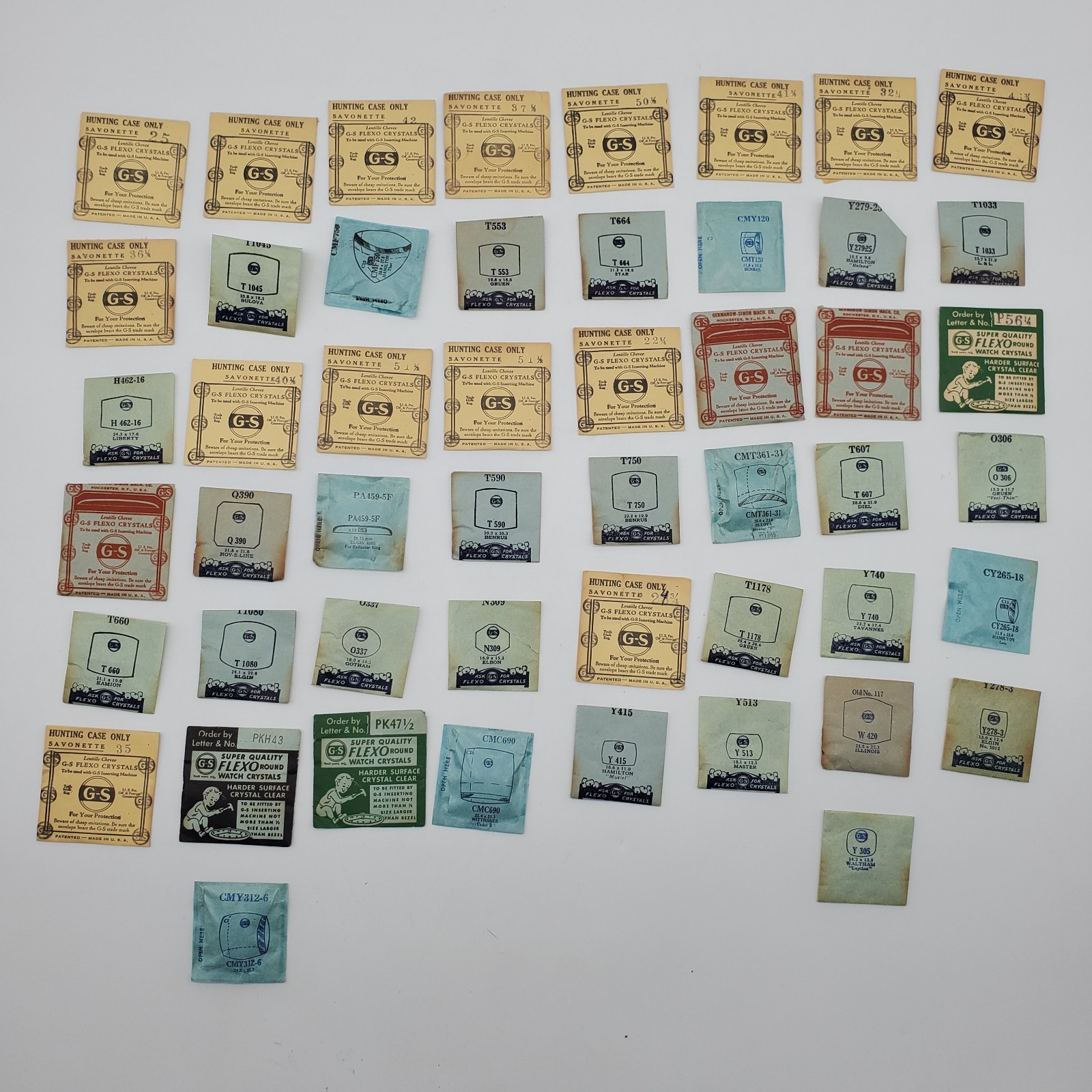 Lot of 50 G.S. Watch Crystals for Various Watch Maker NOS Various Sizes #45