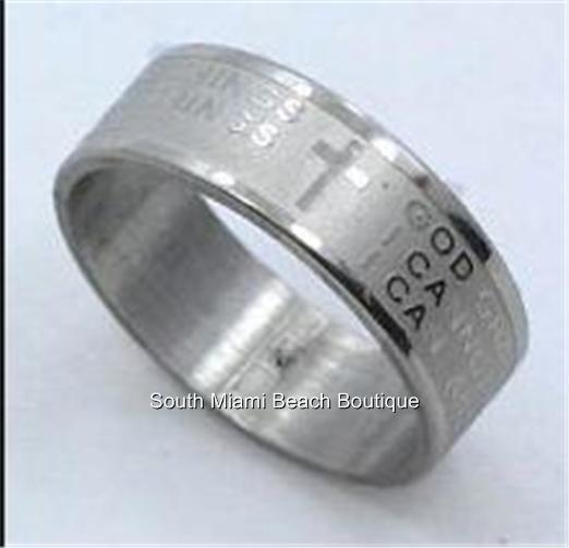 Serenity Prayer Ring Band Silver Stainless Steel AA NA Al-Anon Recovery USSeller
