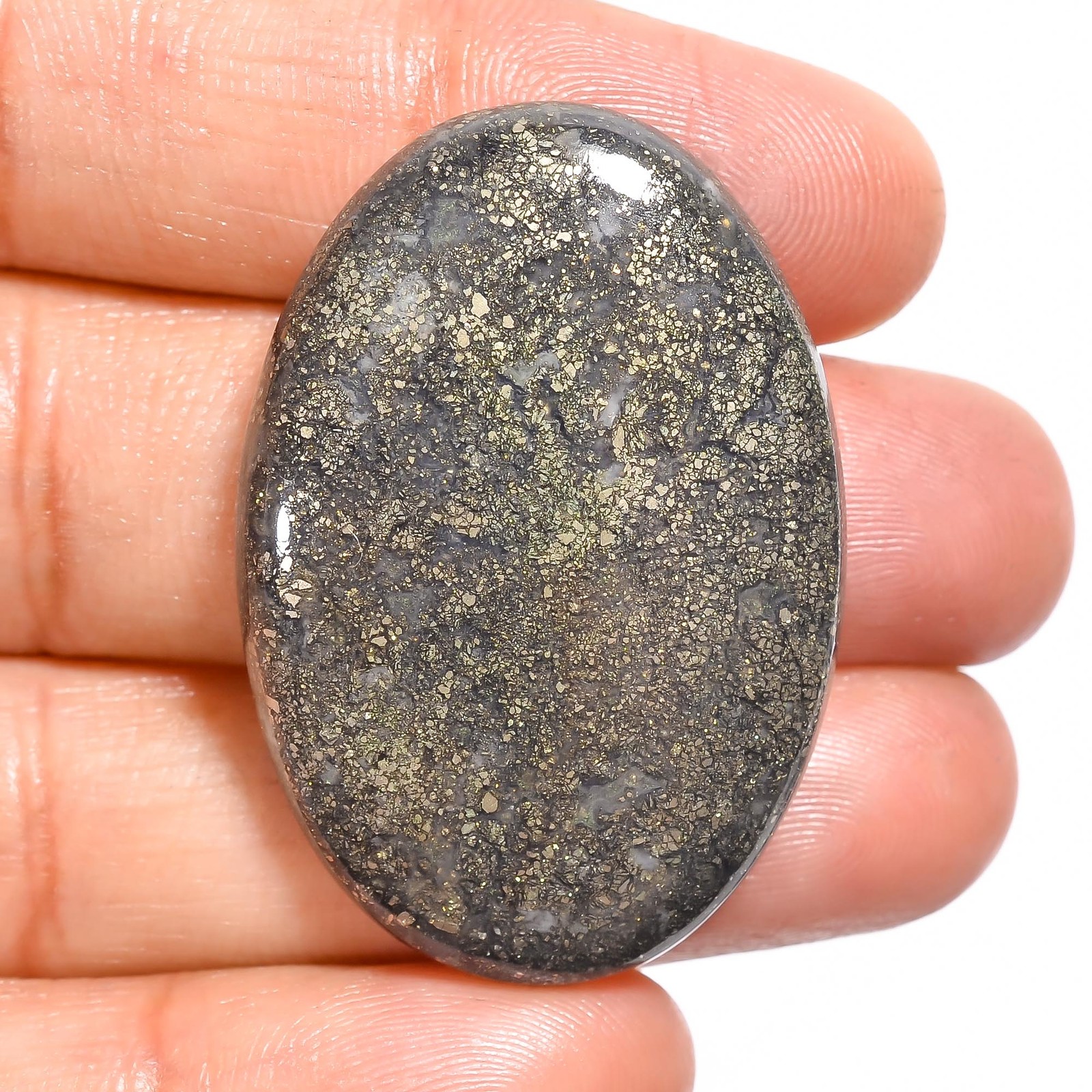 Natural Marcasite Agate Oval Shape Cabochon Gemstone 50.5 Ct 37X25X6 mm GC-11584