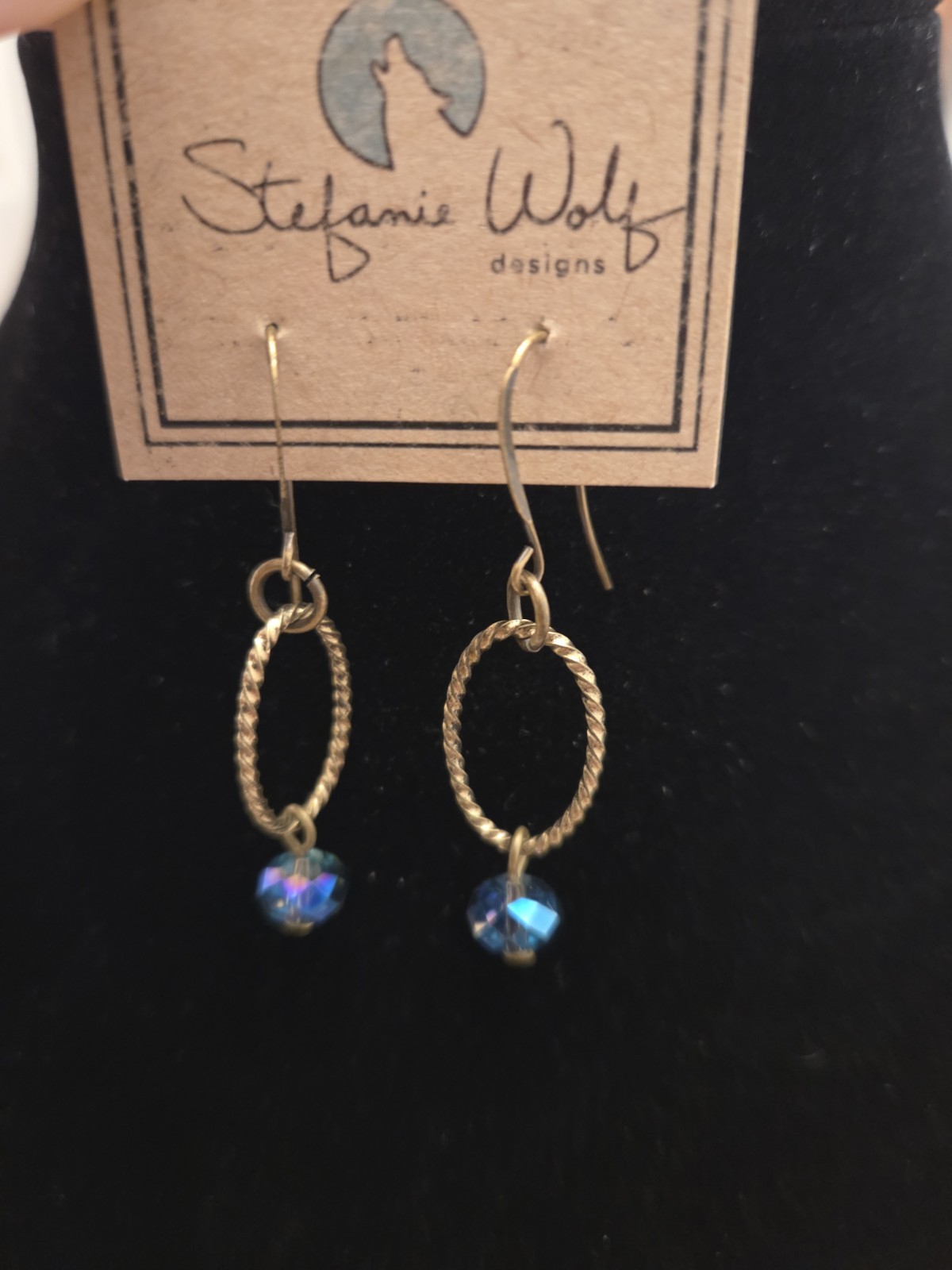 New Stephanie Wolf Dangle Earrings!!! Gold Tone