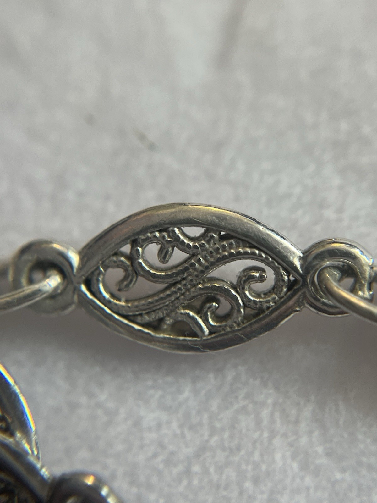 Vintage Design Sterling Marquise/Mariner Linked Anklet 10” Length 925 Silver