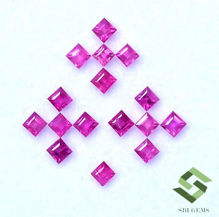 1.08 Cts Natural Ruby Square Cut Faceted 15 Pcs Lot 2x2x1.5 mm Loose Gemstones