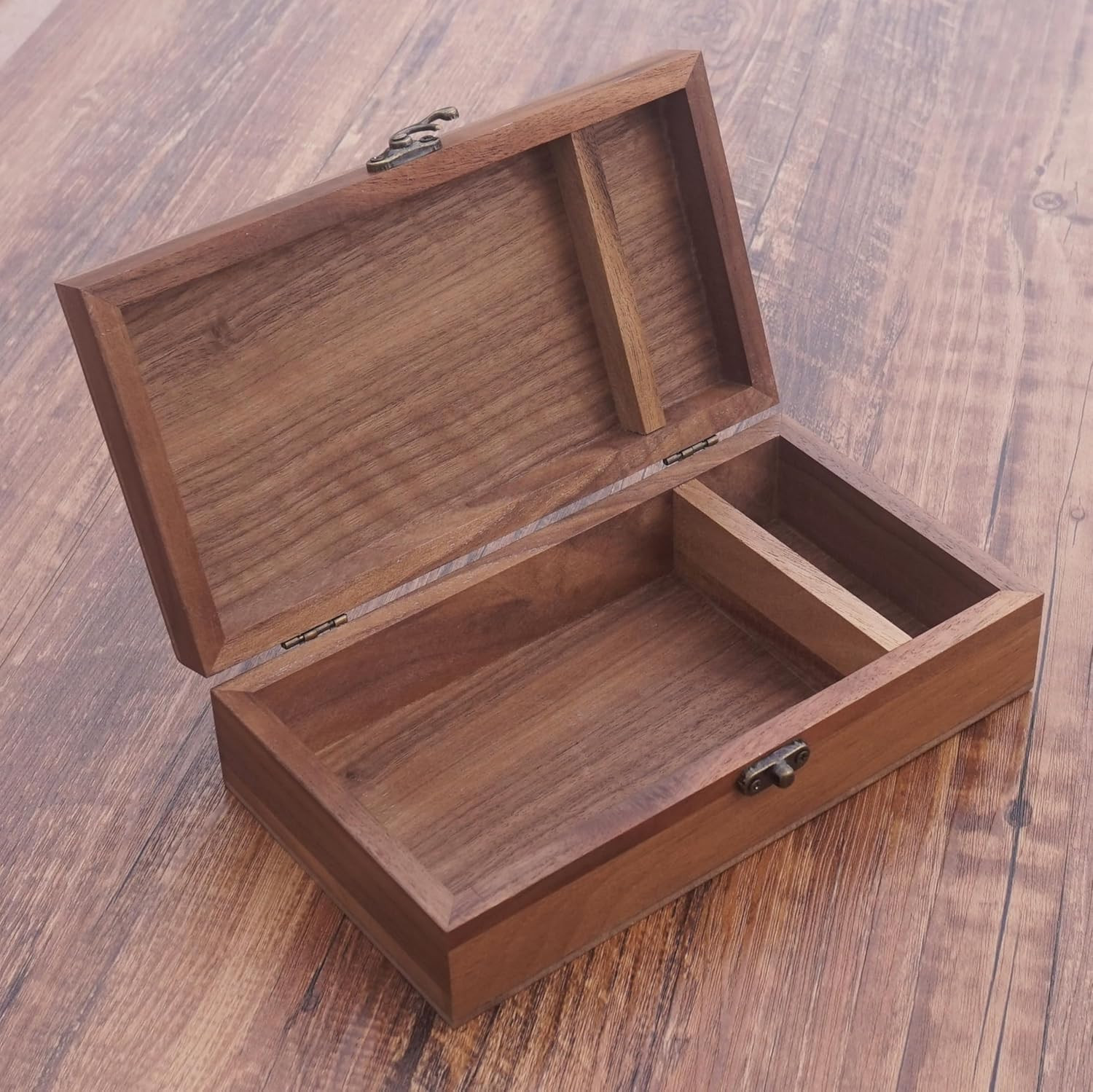 Walnut Handmade Walnut Partition Wooden Box for Keepsakes, Photos, Jewelry Ring