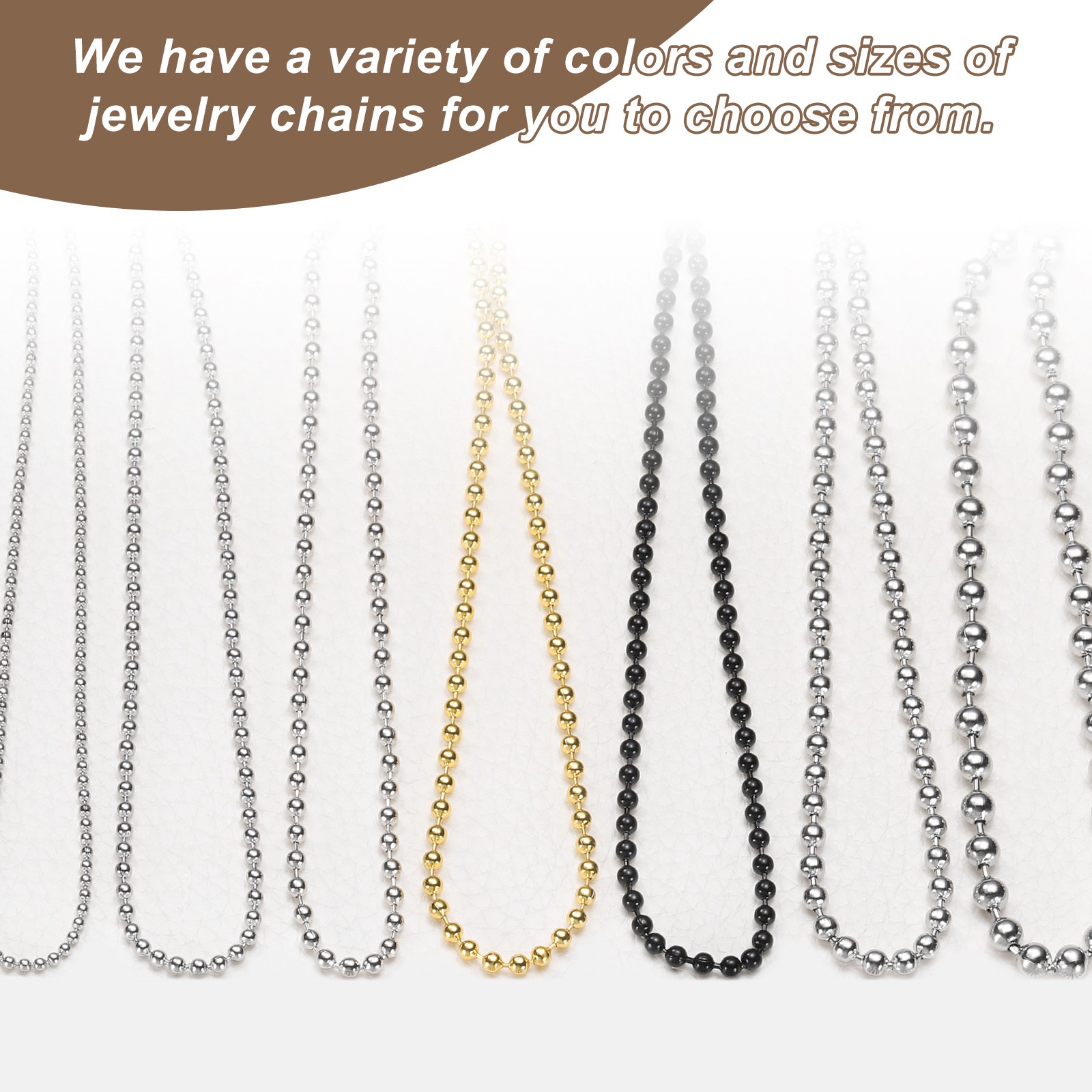 Stainless Steel Ball Chain 2.4mm Dia 21.7″ Length Round Bead Necklace Bronze