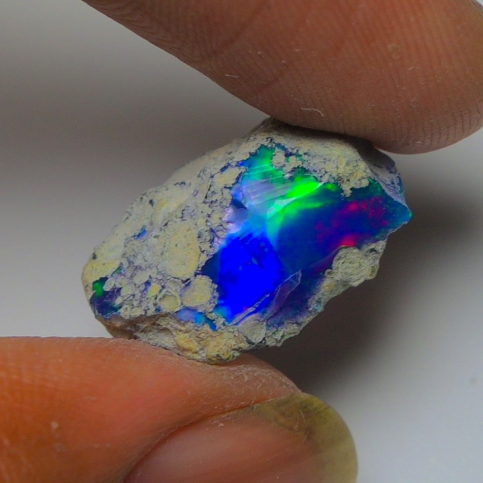 Blue Ethiopian Opal Rough 6.45 cts Smoked Black Opal Raw, Fire Opal