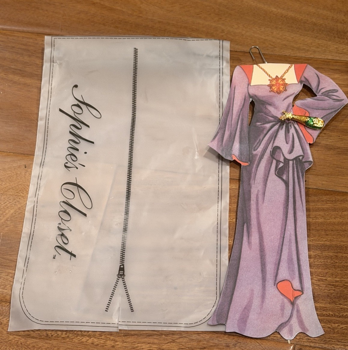 Sophie’s Closet Greeting Card Purple Gown With Gemmed Champagne Pin Vintage