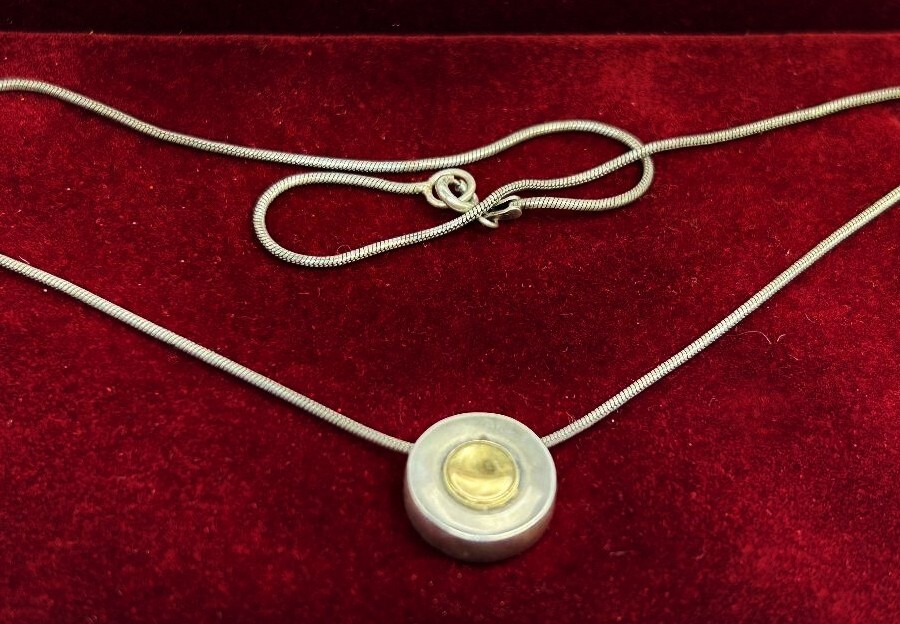 Sterling Silver 14 kt Round Pendant Stamped 585 & 925