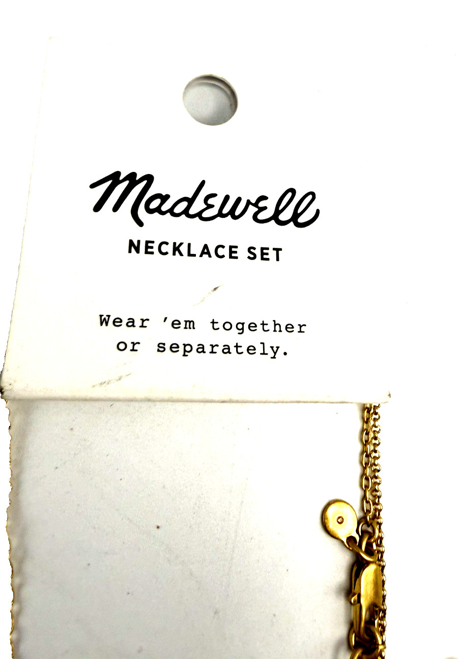 NWT MADEWELL Gold Tone Coin & Bar Pendant Necklaces ~ Wear together/separately