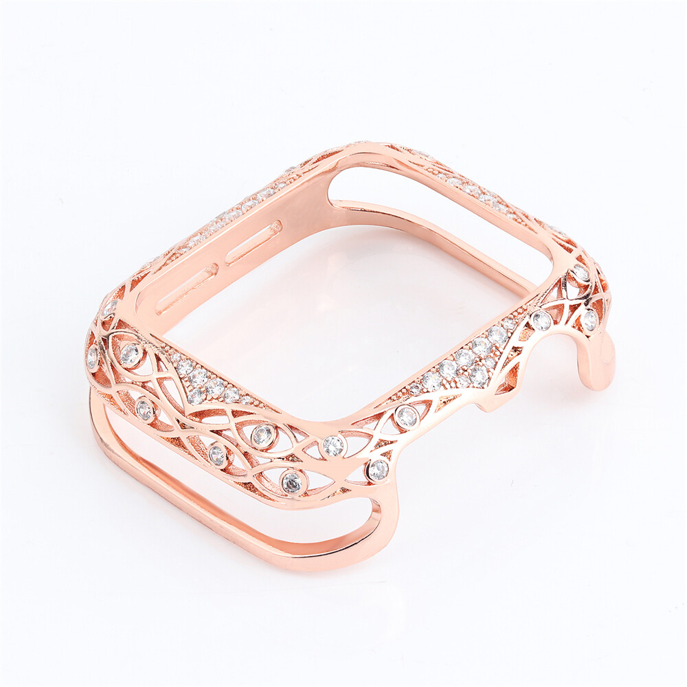 Crystal Metal Frame Case Cover for Apple Watch 9 8 7 6 5 4 3 SE 40/41/42/44/45mm
