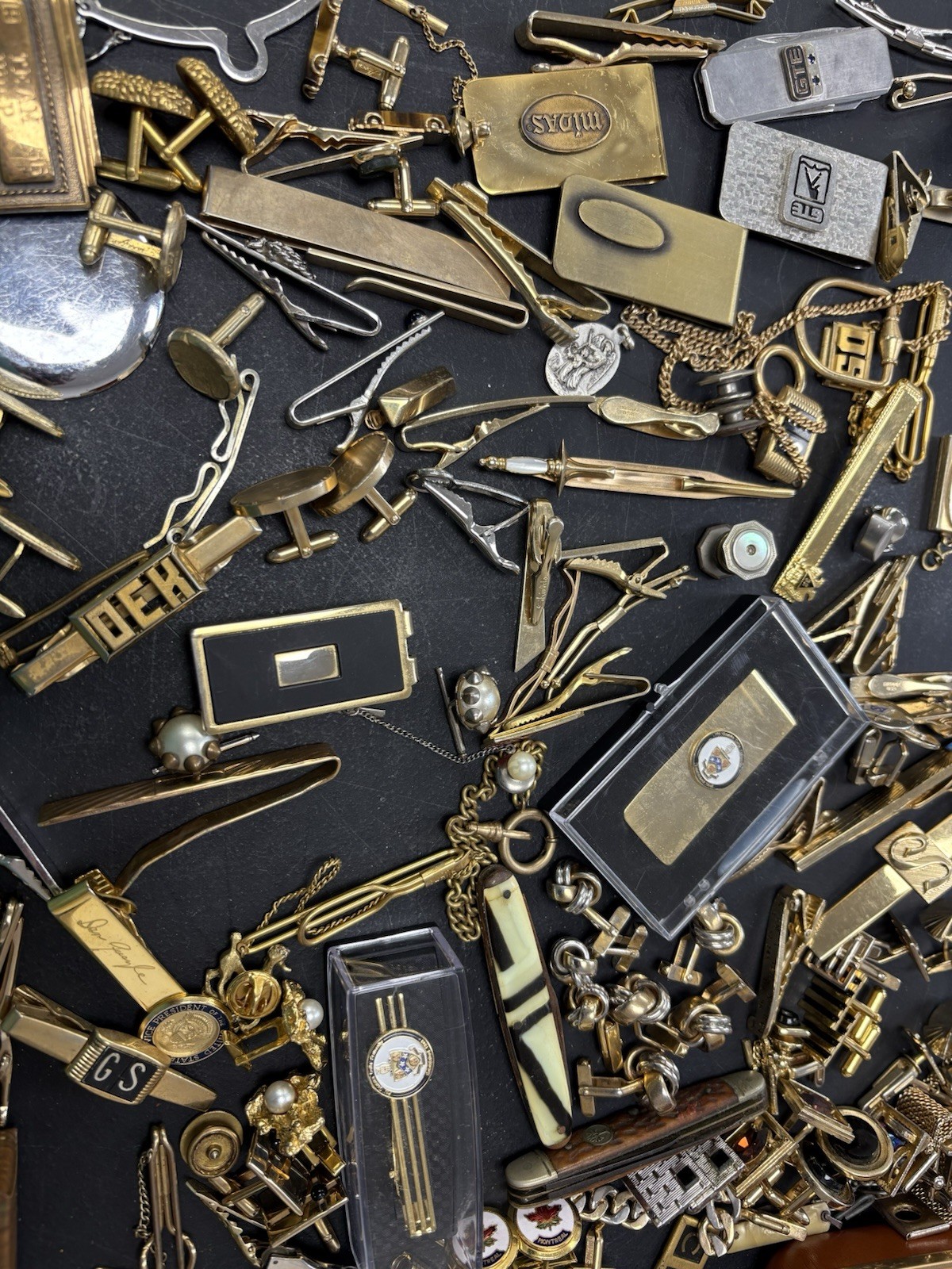 Huge Vintage Men’s Cufflink Pocket Watch & Jewelry etc Lot over 150 PC LOT