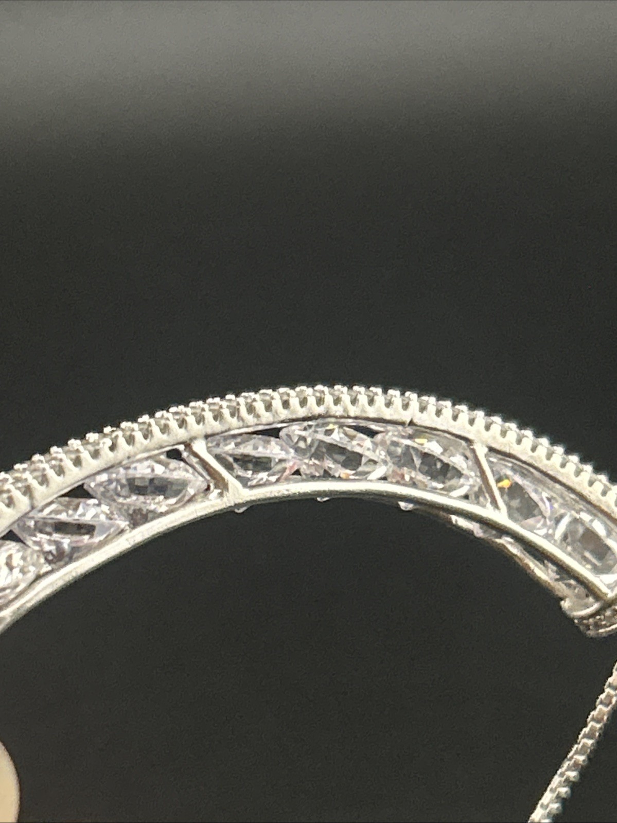 Sterling 925 Signed Fuzion Creations CZ Bridge Adjustable Slider Bracelet