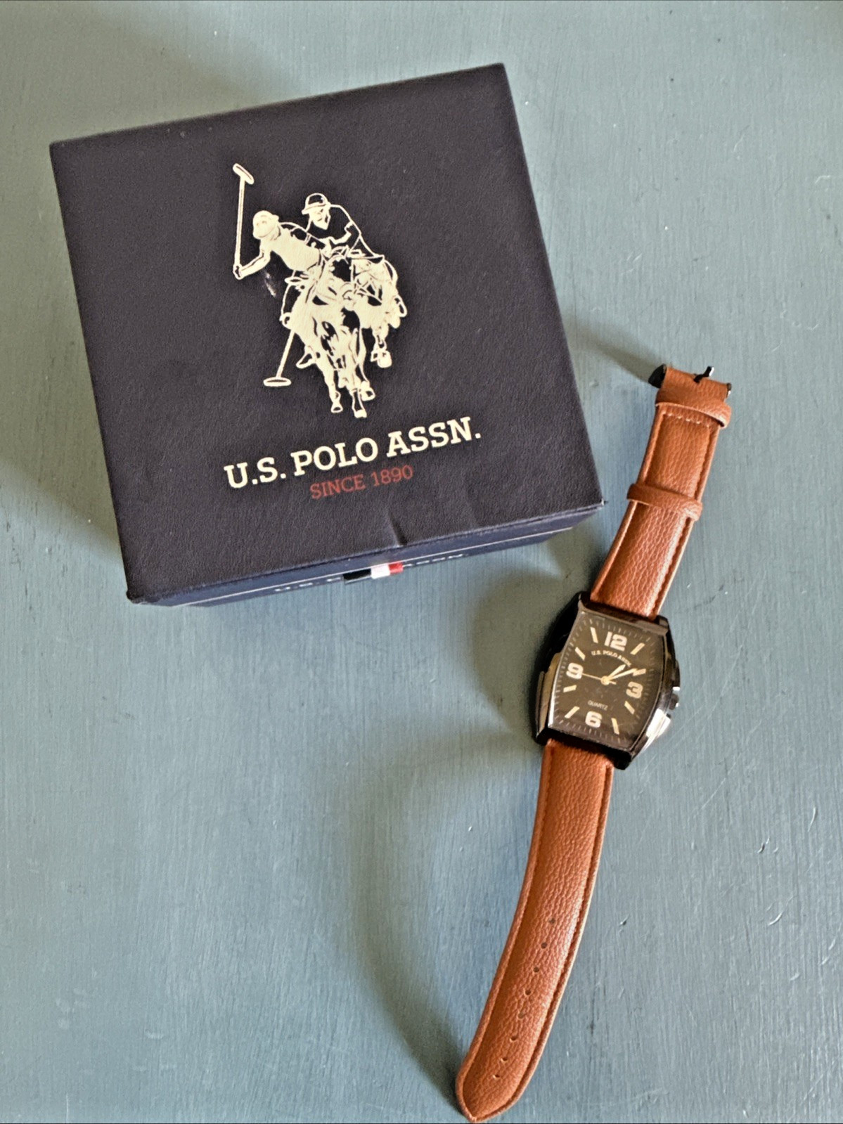 U.S. Polo Assn. Quartz SR626SW Stainless Steel Wrist Watch for Men Leather Band