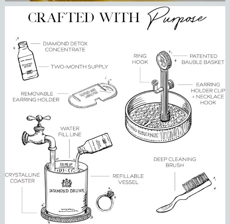 Diamond Drunk Jewelry Cleaner Kit Non-Toxic For Diamond, Gold Platinum Rings