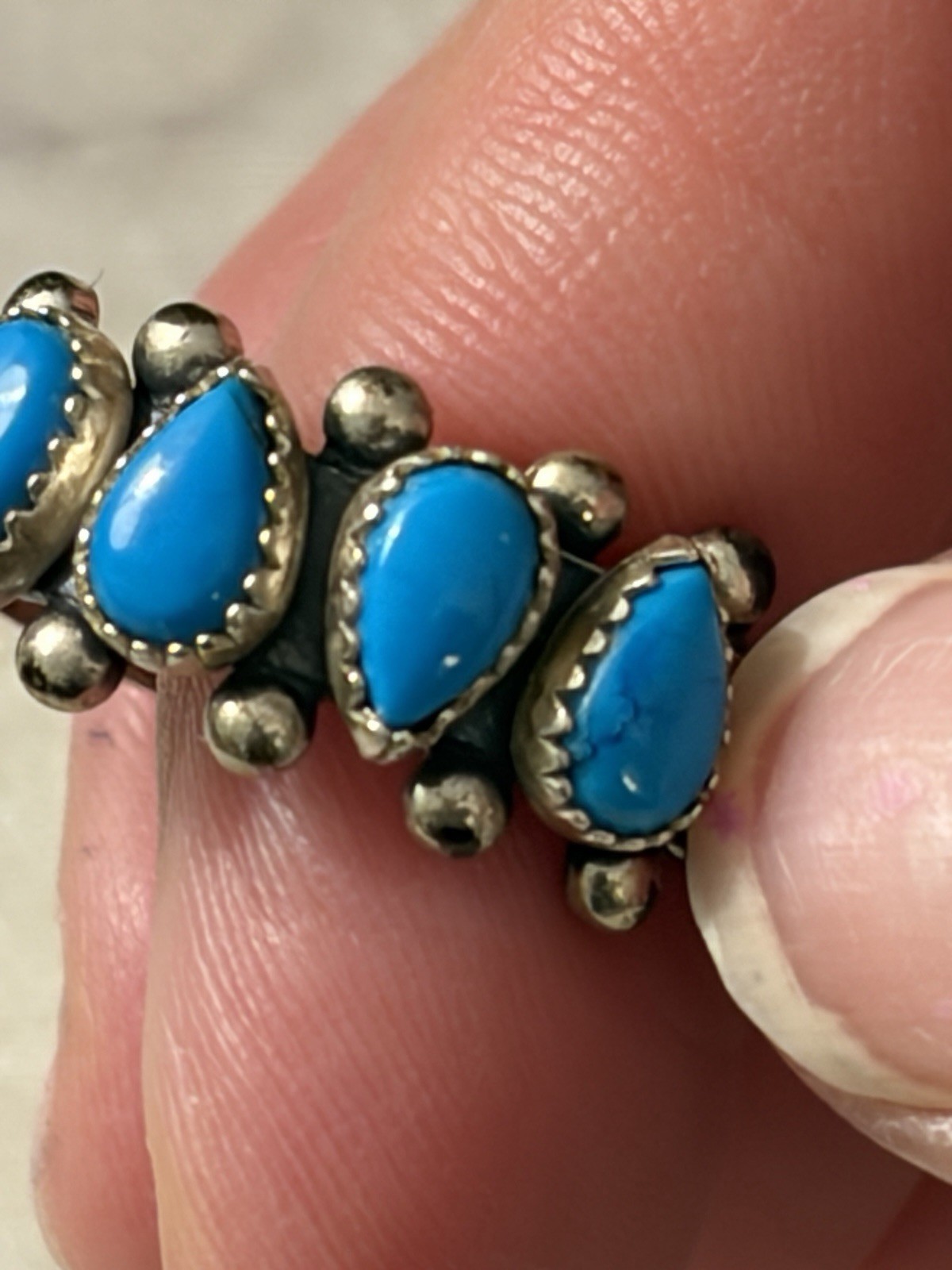 Vtg Wheeler Co. 4 Stone Turquoise Row Ring Sterling Silver 10.5 Boxed