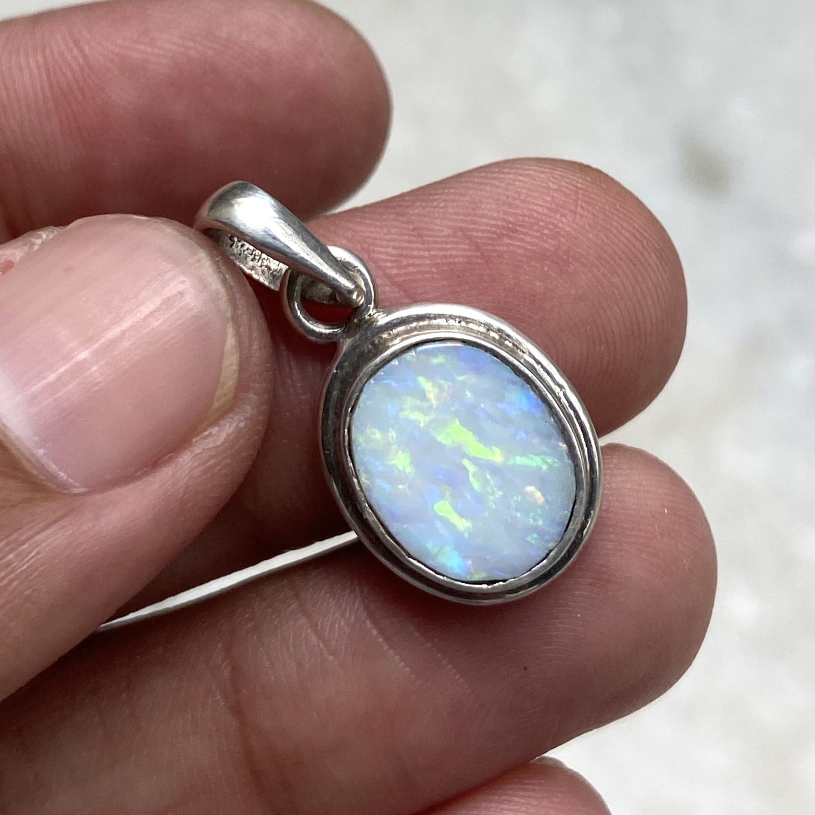 Natural Australian Green Opal 925 Solid Sterling Silver Pendant Stone Size 14×11