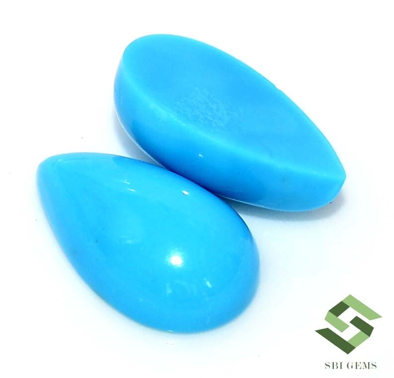 13×8 mm Natural Sleeping Beauty Turquoise Pear Cabochon Pair 6.26 CTS Loose Gems