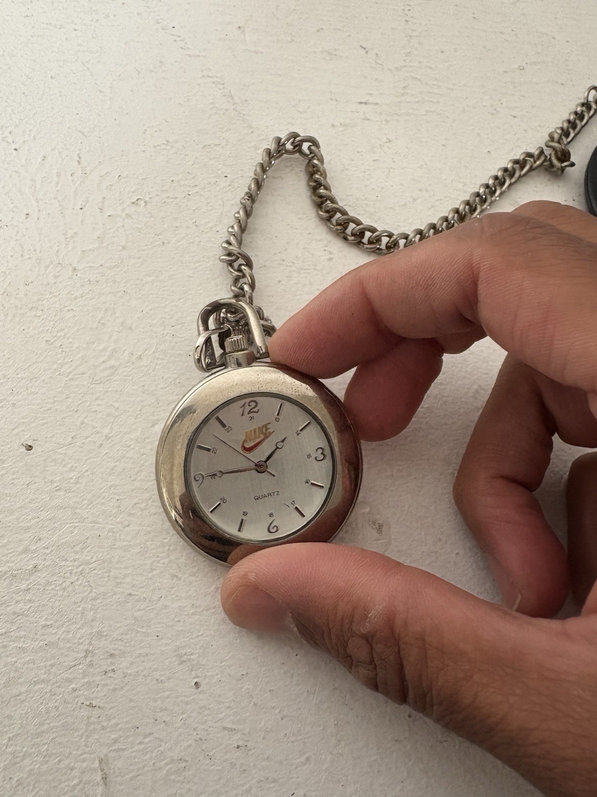 Nike Air Quartz Pocket Watch Model 1238 Made In USA Stainless Steel With Pouch
