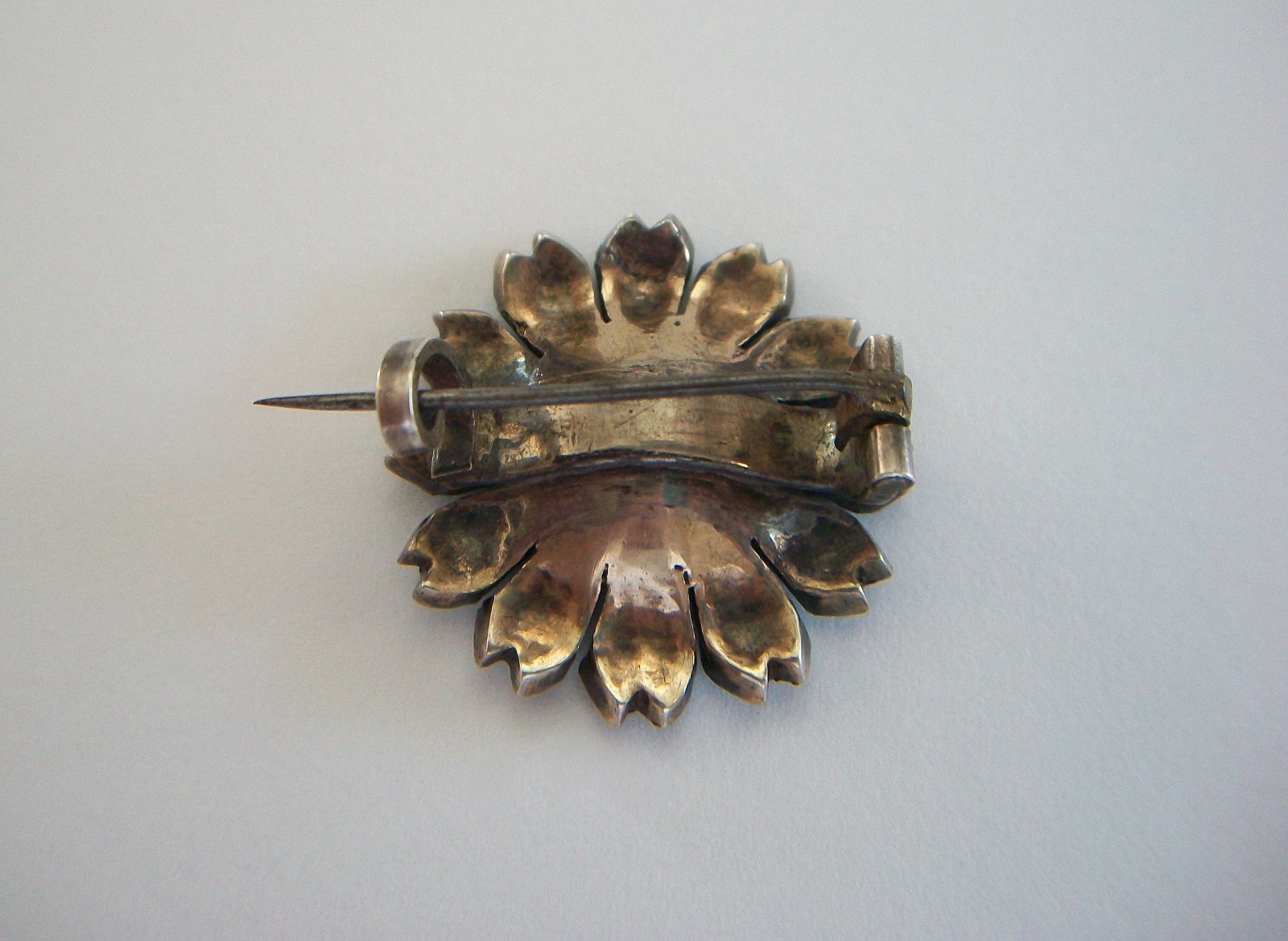 Victorian Pavé Set Turquoise & Seed Pearl Flower Brooch – Germany – Circa 1850