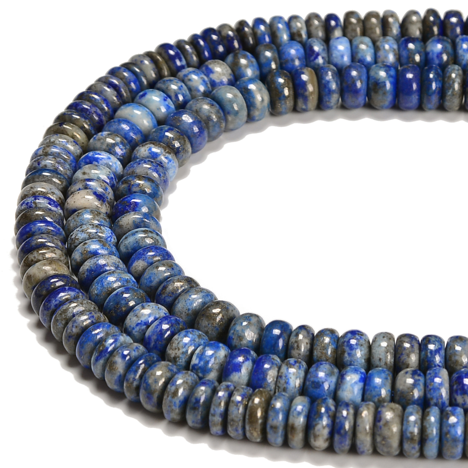 Low Grade Natural Lapis Smooth Rondelle Beads Size 4x6mm 5x8mm 6x10mm 15.5” Str